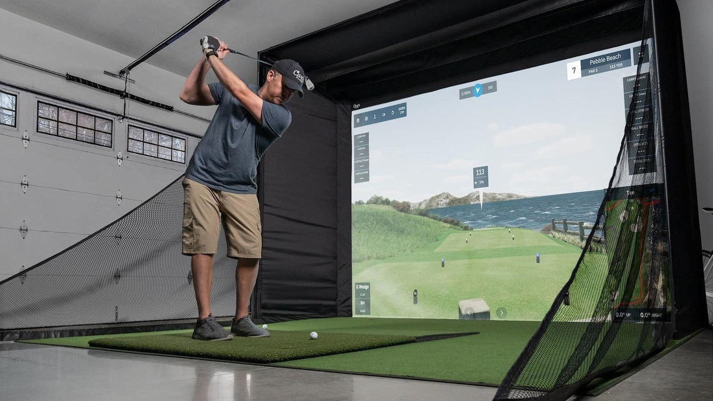 Carl’s Place enclosure installed for golf practice in a garage