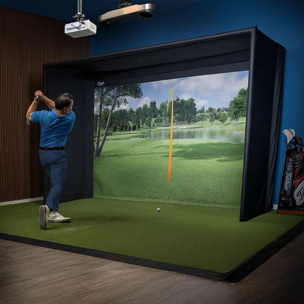 Indoor golf simulator setup
